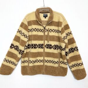 J. Crew Nordic Fleece Jacket Men’s XL Tan Sherpa Full Zip AF110 Cozy Lined Warm